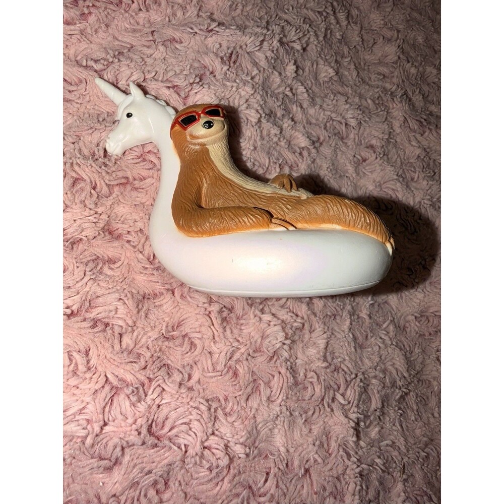 Sloth in Sunglasses on Unicorn Float Figurine Statue Collectible Animal Gift Art